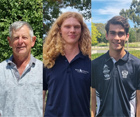 Australia Day Winners 2023, left to right, Laurie Thatcher, Henry Rotherham and Joseph Brooks.